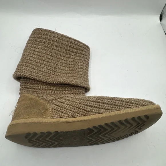 UGG Classic Knit Cardy MId Calf to Tall Boots Gray Style 5819 Size 5 Tan Camel - Picture 10 of 14